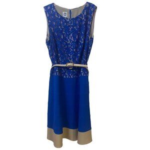 Ann Klien Lace Bodice Tiered Midi Sleeveless Dress, Womem 12